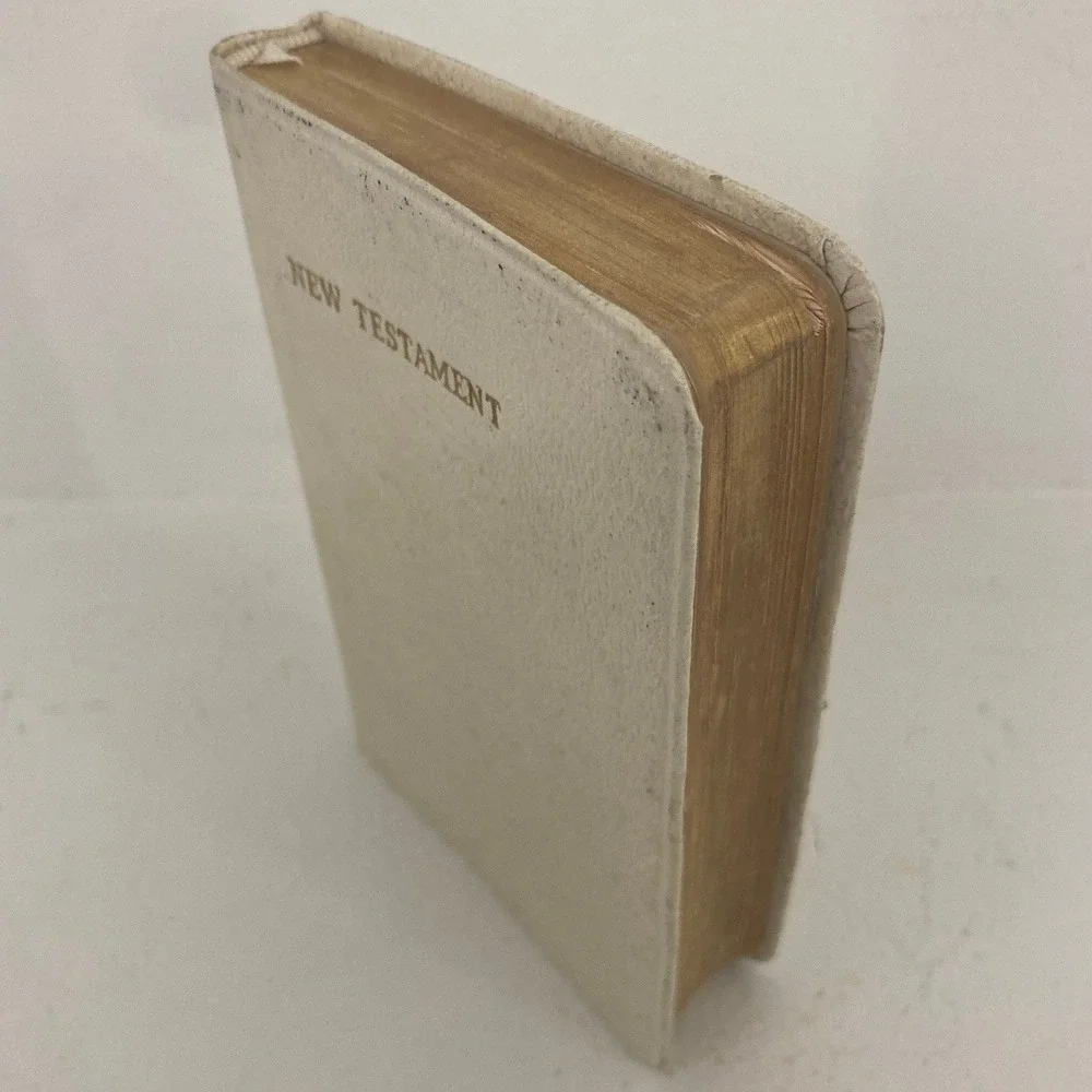 1956 VTG Collins Clear-Type Press New Testament‎ White Pocket Bible Faith Gospel